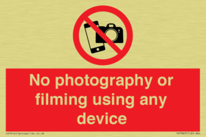 No photography or filming using any device